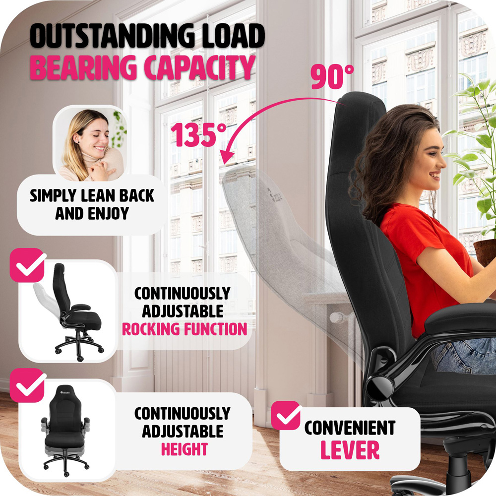 tectake Springsteen Black Height Adjustable Office Chair Image 4