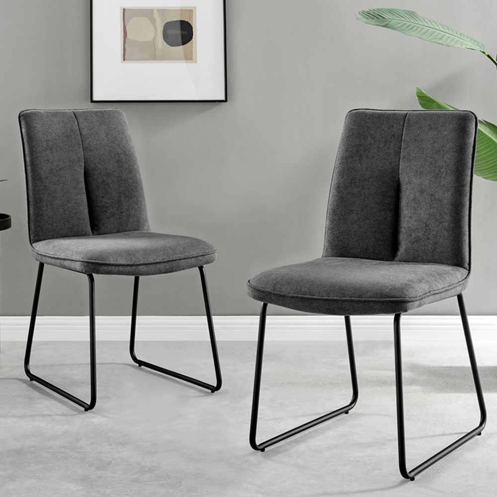 Furniturebox Tavolo Harley 6 Seater Glass Dining Set Dark Grey Image 3