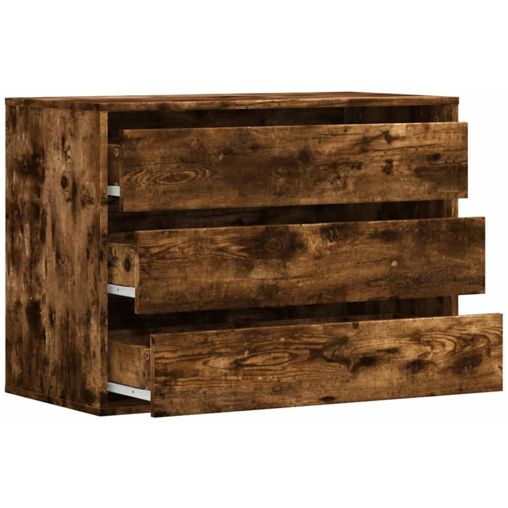 vidaXL 3 Drawer Smoked Oak Wooden Chest of Drawers Image 4