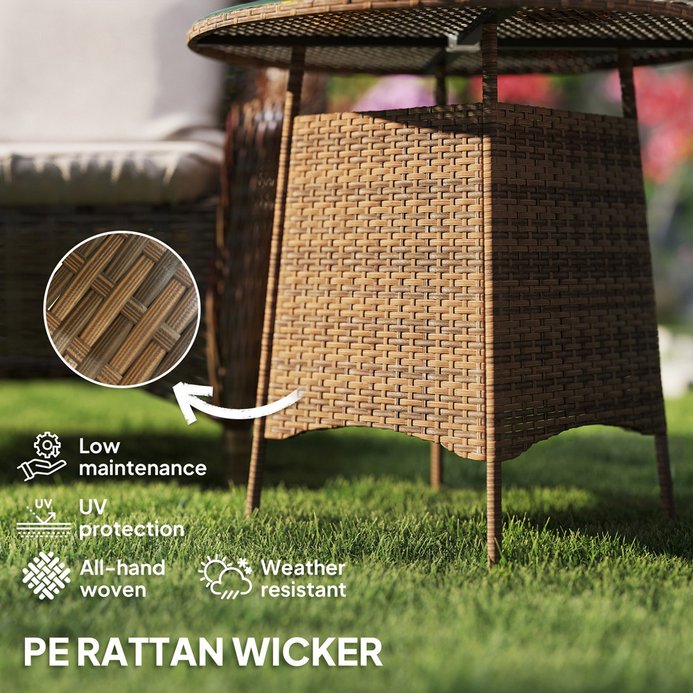 Outsunny Brown Rattan Garden Table with Umbrella Hole Image 8