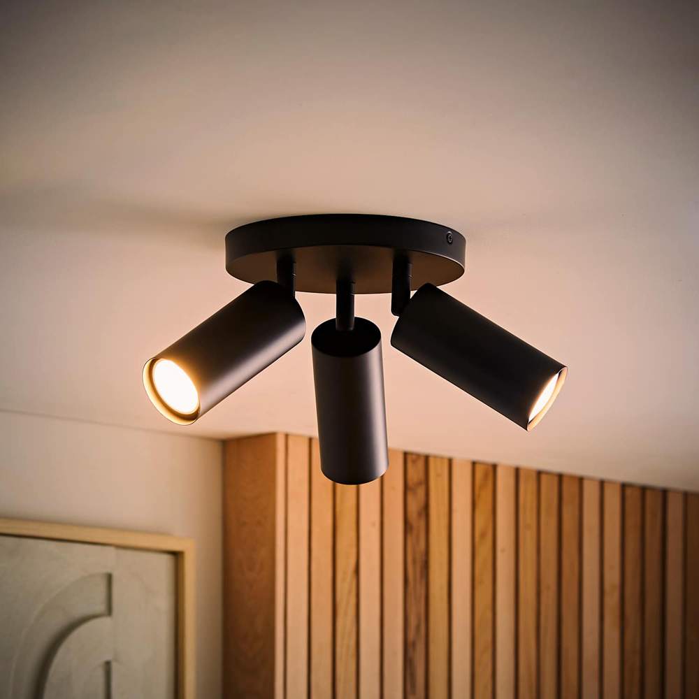 ValueLights Taylor Matte Black Tube 3 Way Adjustable Ceiling Spotlight with Bulbs Image 2