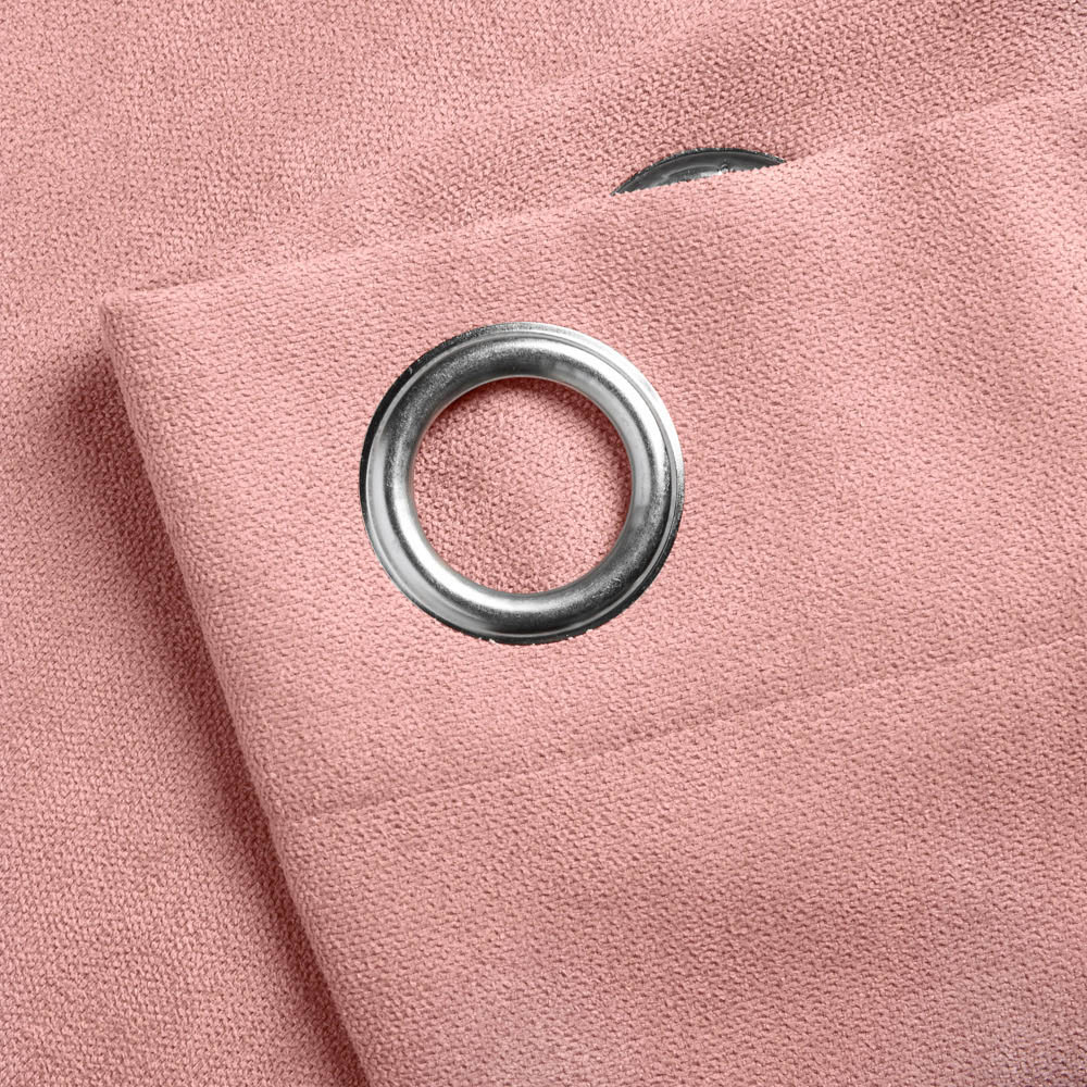 Alan Symonds Blush Velvet Chenille Ring Top Eyelet Curtains 142 x 229cm Image 2