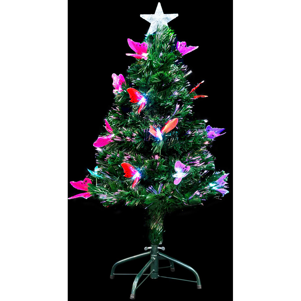 Shatchi Butterflies Fibre Optic Artificial Christmas Tree 3ft Image 3