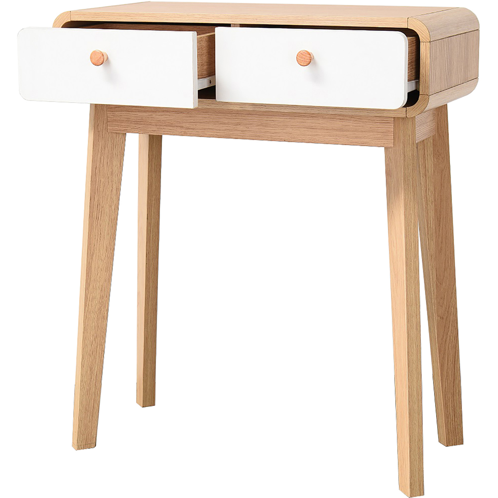 Loft24 Cassie 2 Drawer Oak White Console Table Image 3