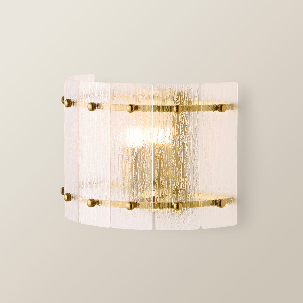 ValueLights Darcy Frosted Acrylic Shade Brushed Gold Wall Light with Bulb Image 3