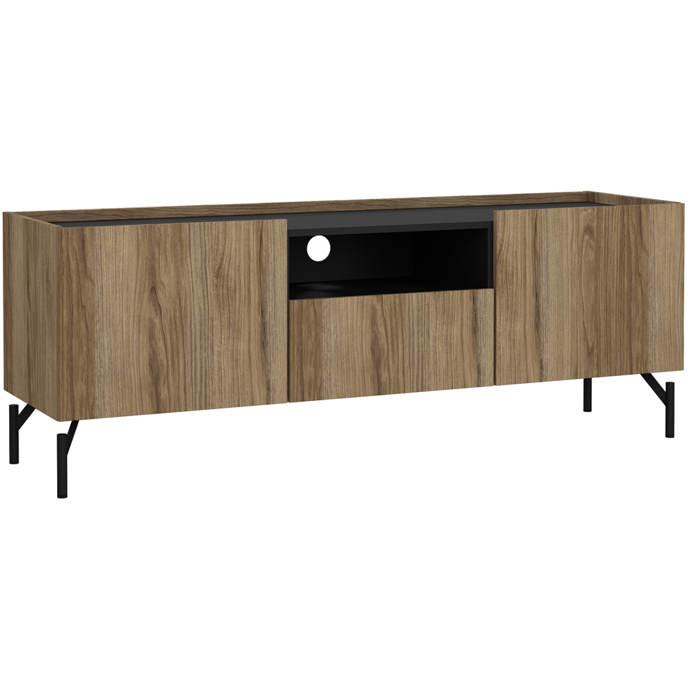 Furniture To Go Kendall 2 Door Single Drawers Oak and Black TV Unit Image 2