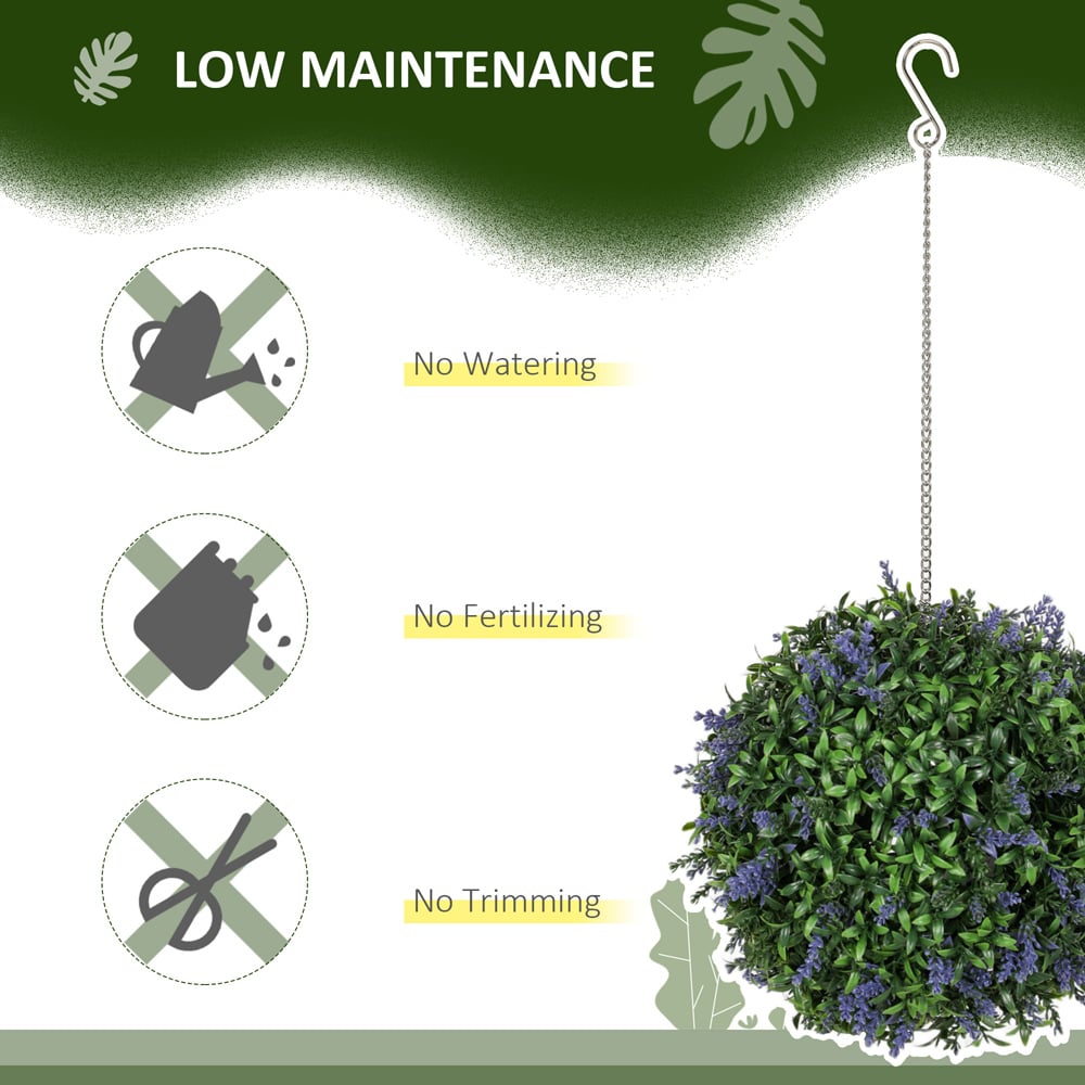 Portland Purple Artificial Plant Hanging Topiary Ball 2 Pack Image 7