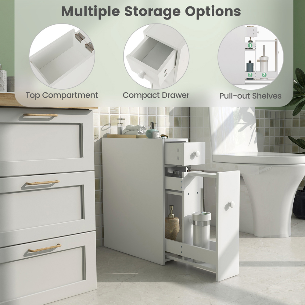 Costway 2 Drawer White Flip Open Top Slim Storage Cabinet Image 5