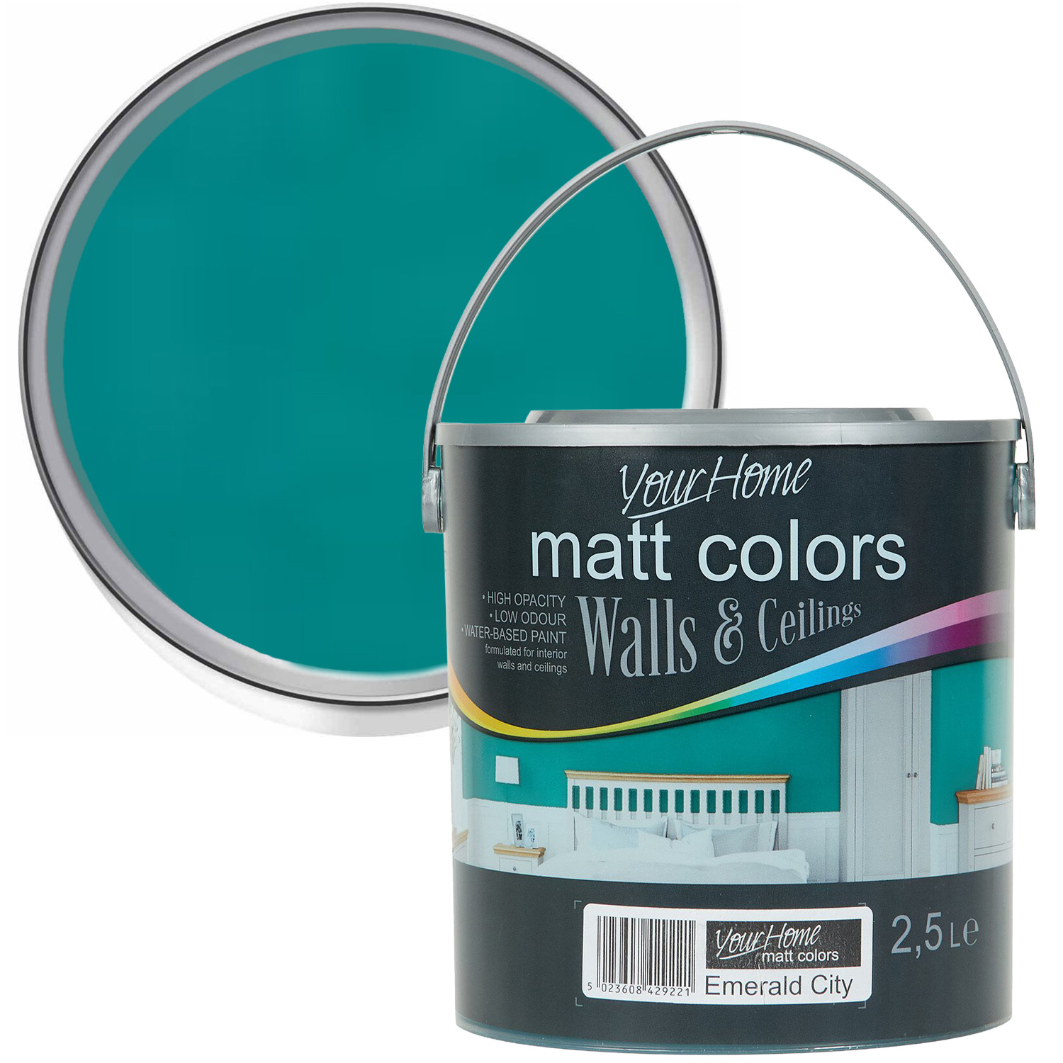 Your Home Walls and Ceilings Emerald City Matt Emulsion Paint 2.5L Image 1