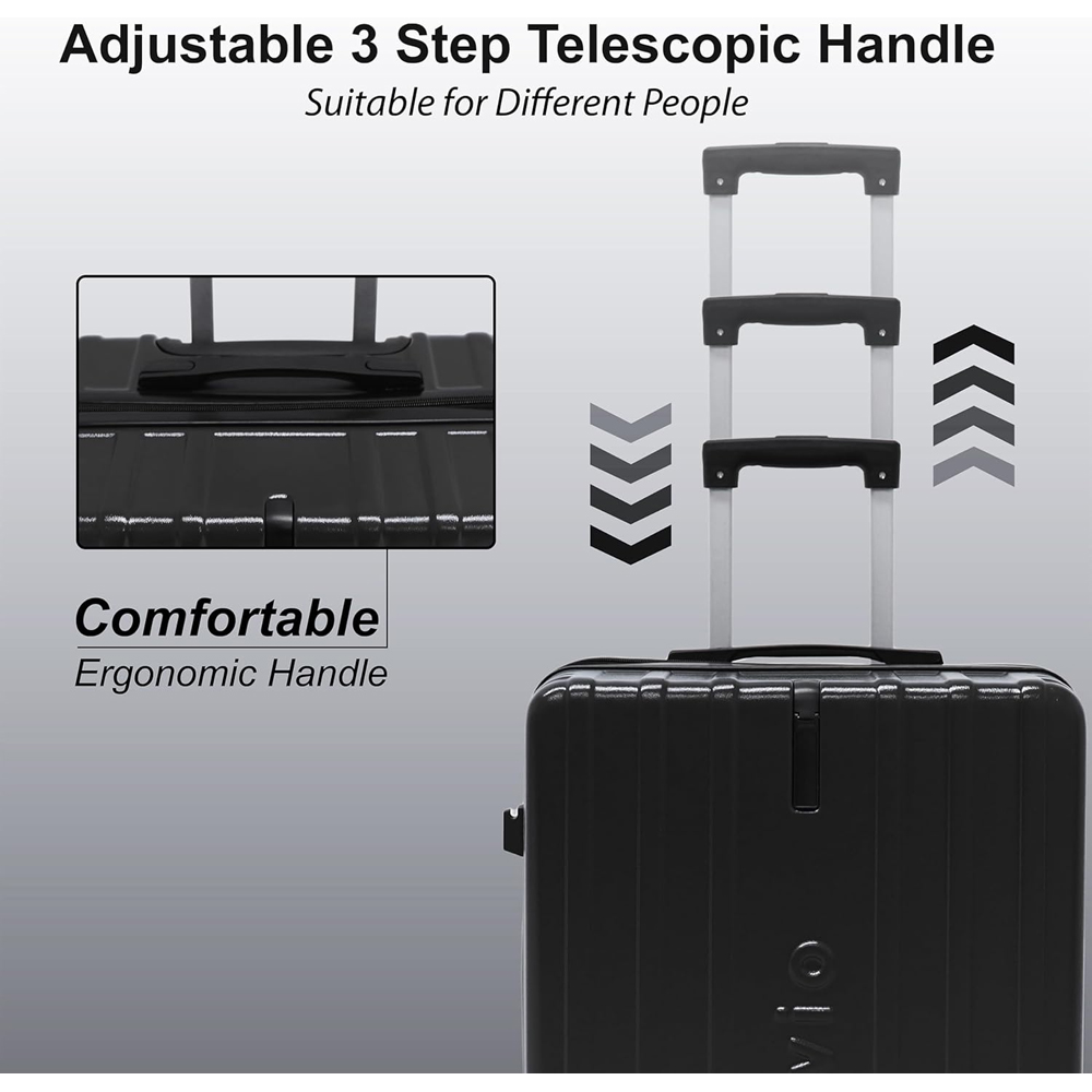Alivio Set of 3 Black Hard Shell Luggage Suitcase Image 5