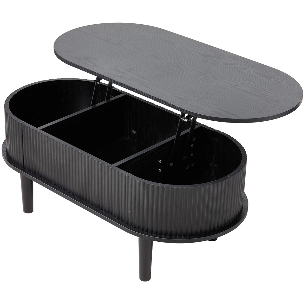 Living and Home Black Oval Lift-Top Coffee Table with Hidden Storage Image 2