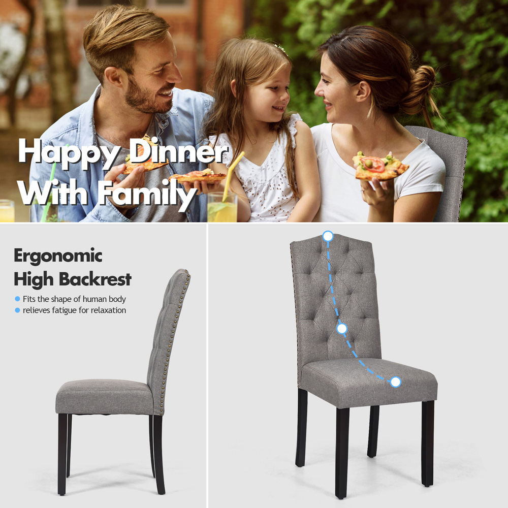 Costway Set of 2 Grey Dining Chairs Image 7