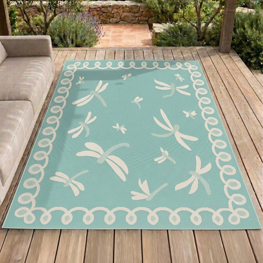 Portland Rugstyle Aqua Dragonfly Rug 120 x 170cm Image 1