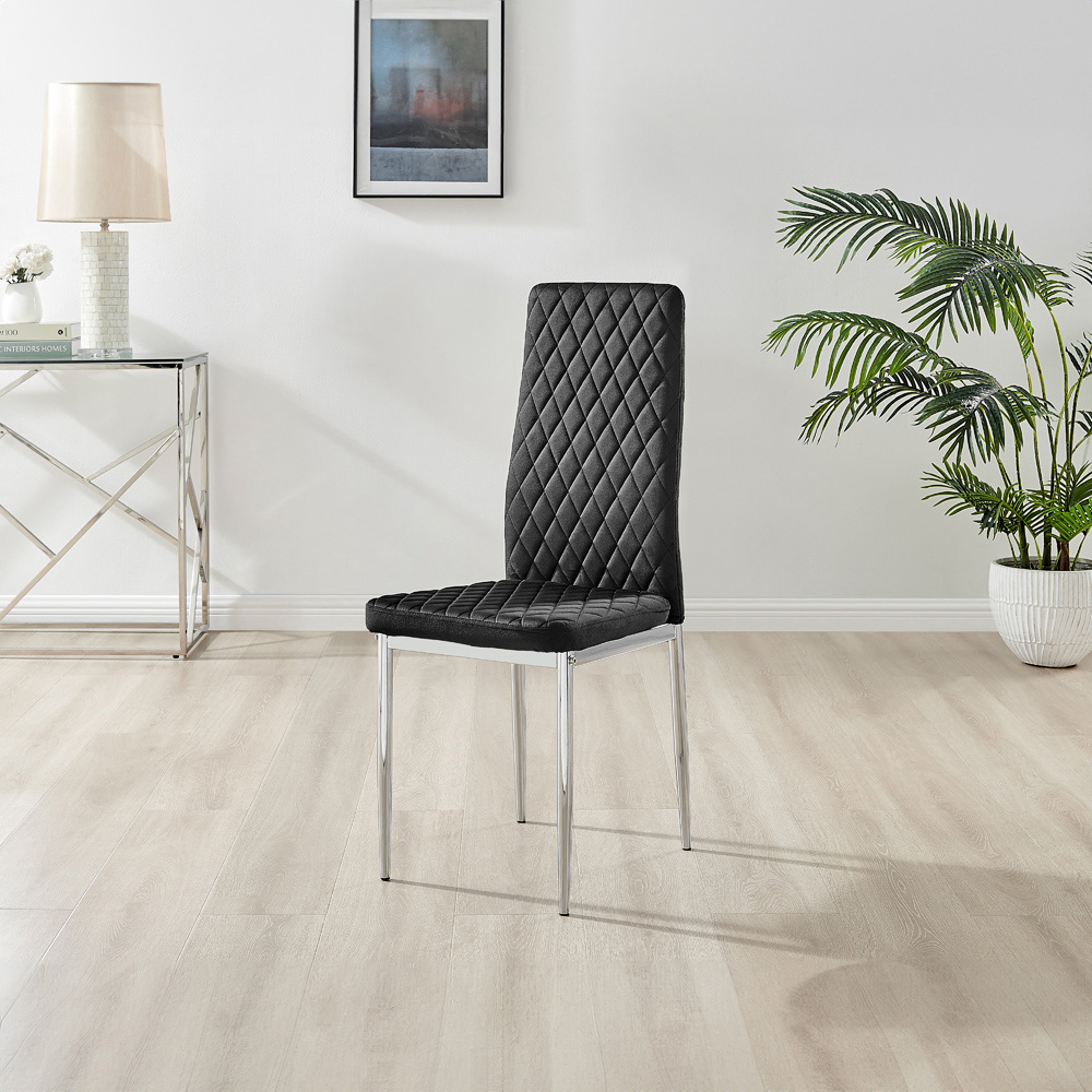 Furniturebox Copeland Valera Marble Effect 4 Seater Dining Set White Black and Chrome Image 4