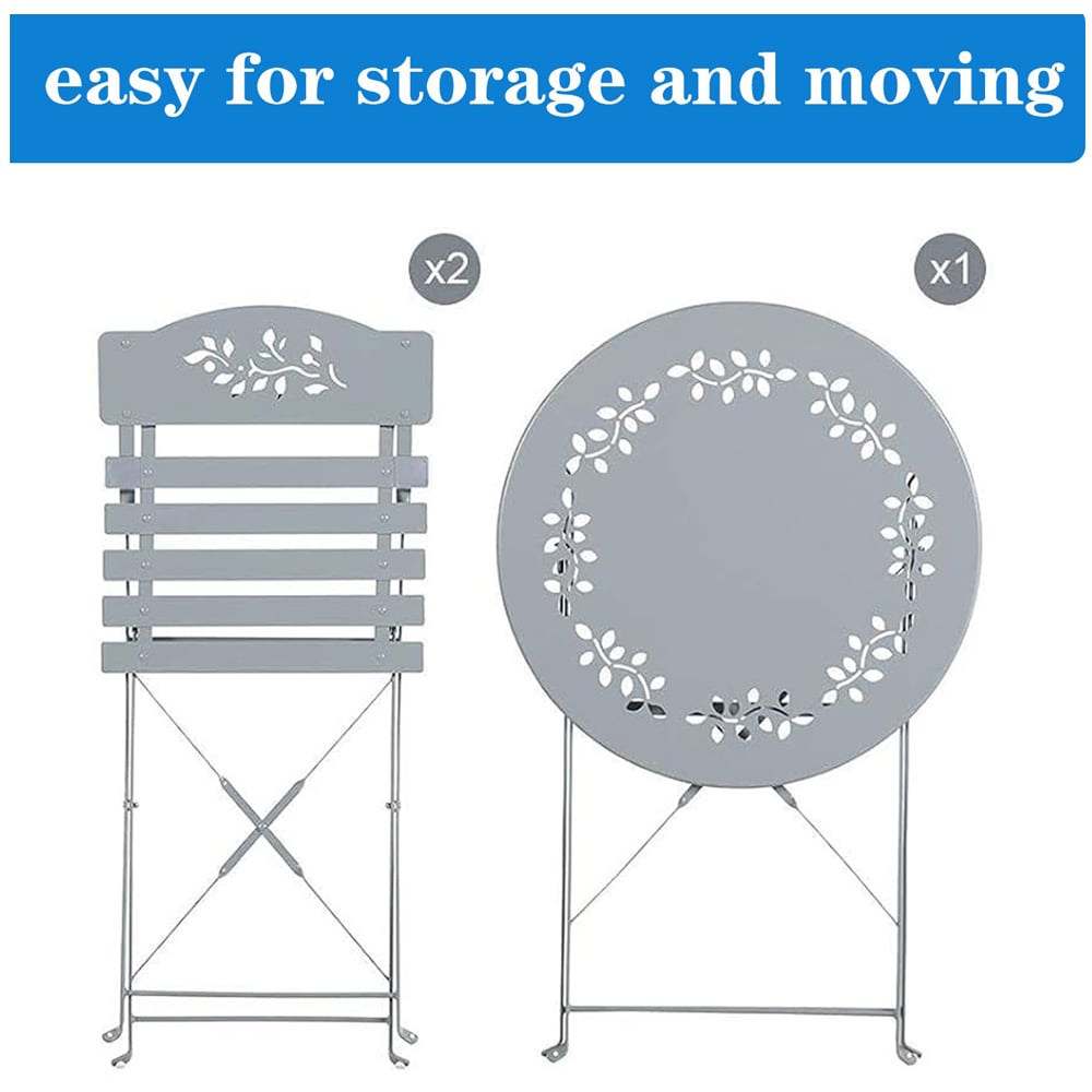 Eurotrade 2 Seater Bistro Set Leaf Grey Image 6