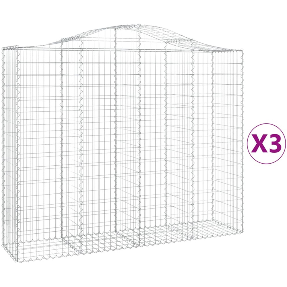 vidaXL Silver Galvanised Iron Arched Gabion Basket 200 x 50 x 160/180cm 3 Pack Image 4