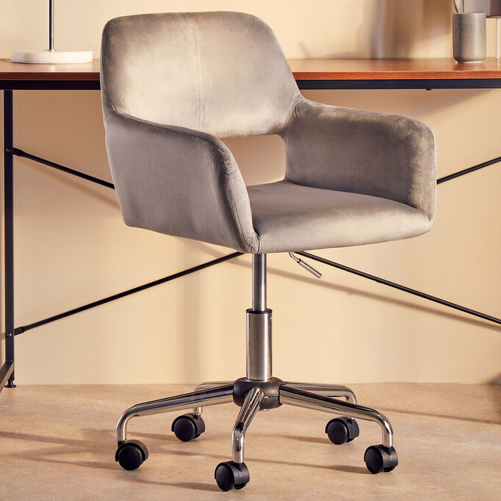 Interiors by Premier Brent Grey and Chrome Swivel Home Office Chair Image 1