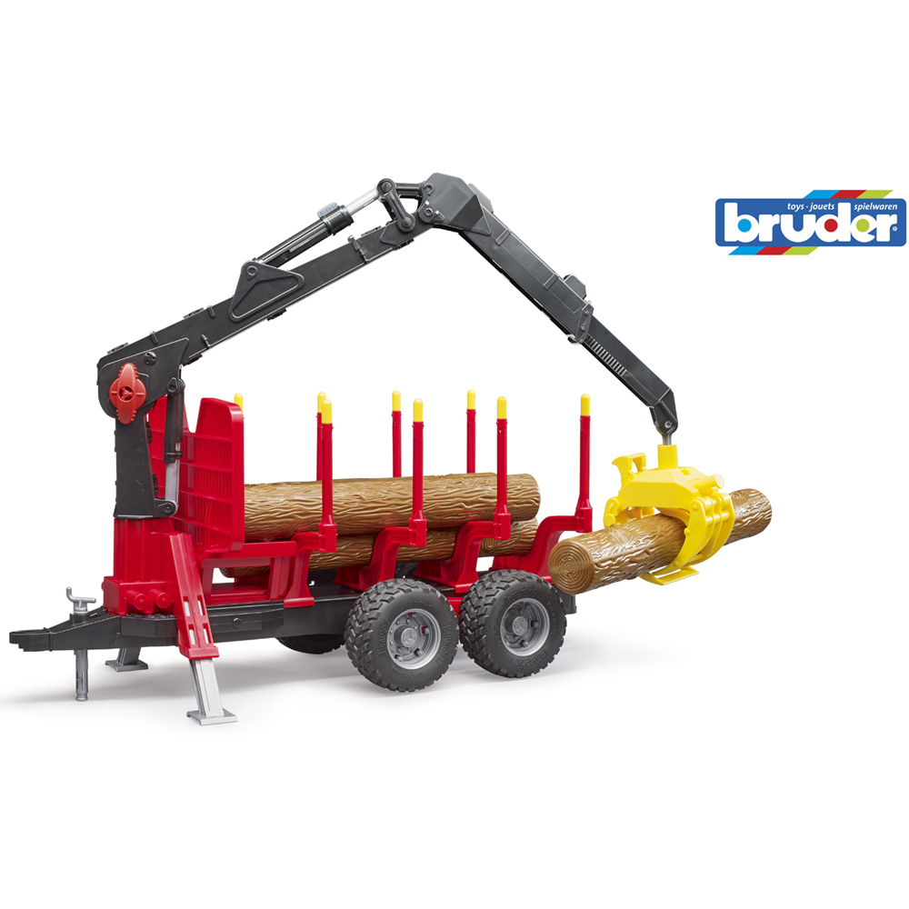 Bruder Kids Forestry Trailer with Loading Crane and 4 Trunks Playset Model Image 6