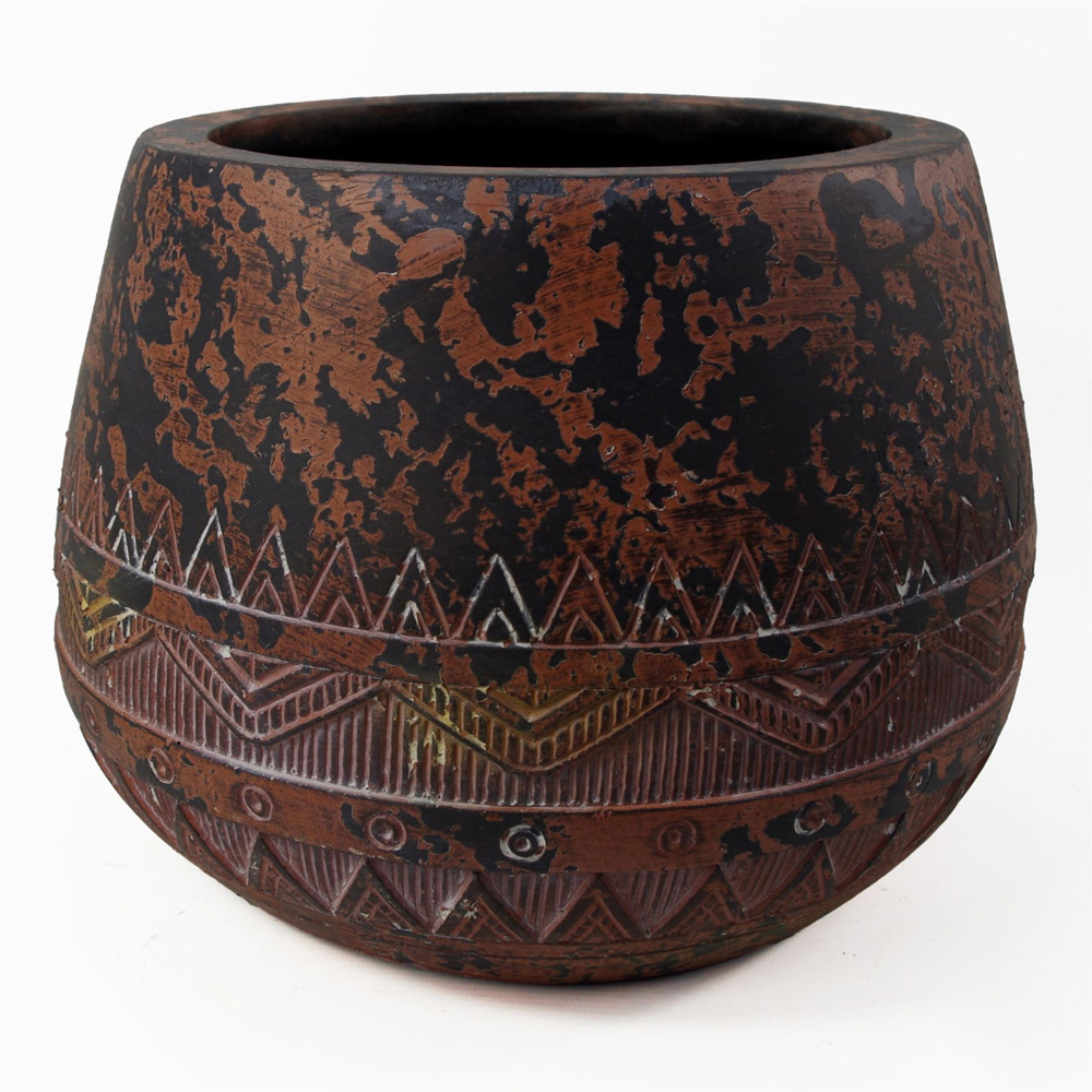 Leaf Zaturn Brown and Black Fibreglass Composite Indoor Planter 24 x 30cm Image 2