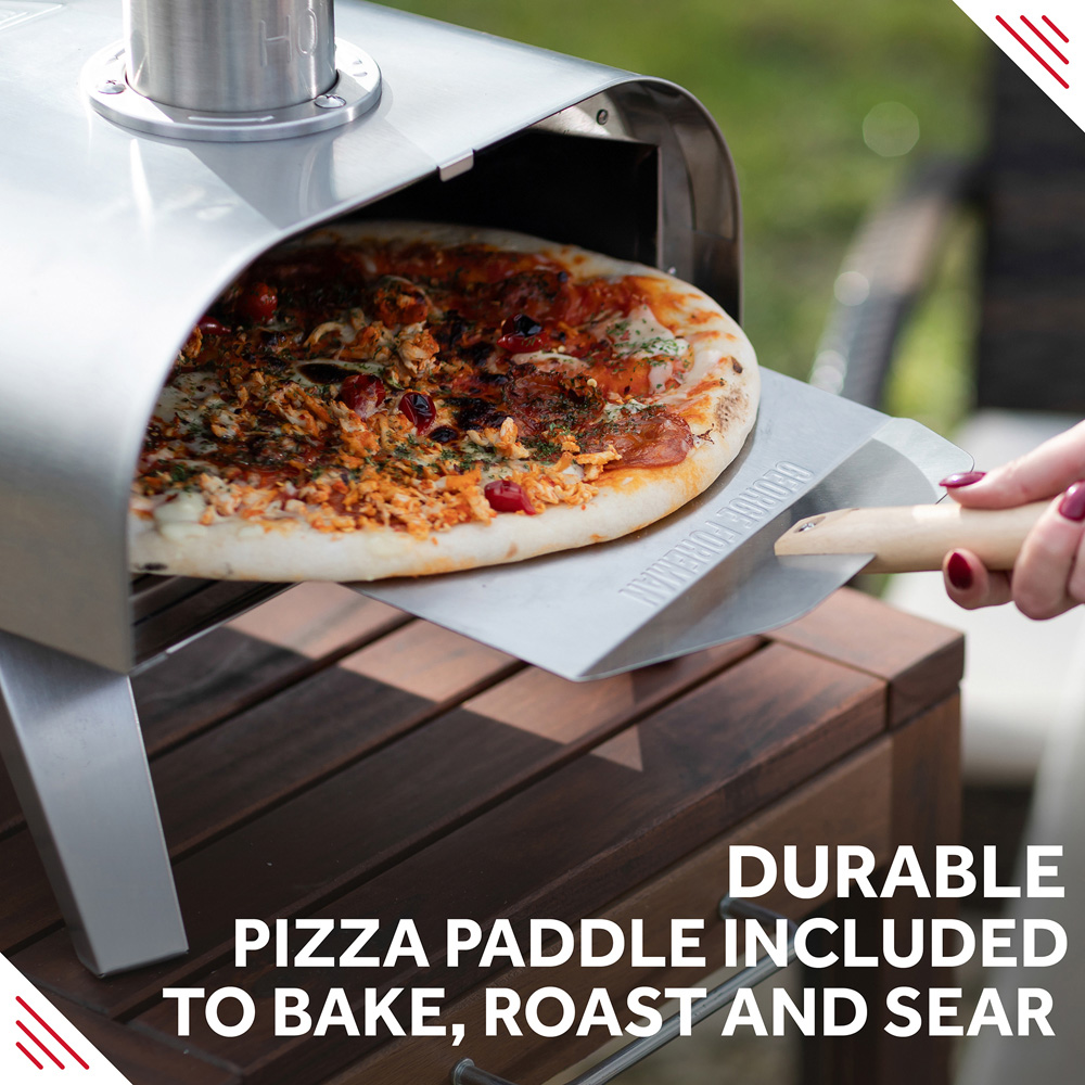 George Foreman Stainless Steel 12 inch Wood Pellet Outdoor Pizza Oven with Carry Bag and Paddle Image 4