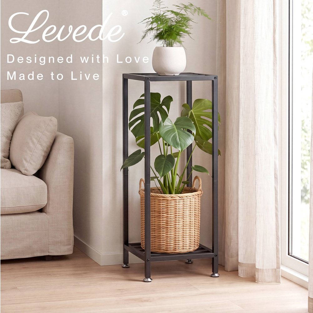 Levede 2-Tier Black Metal Plant Stand Image 8