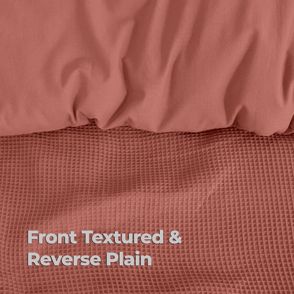 MHG Living King Size Terracotta Chunky Waffle Duvet Cover Set Image 7
