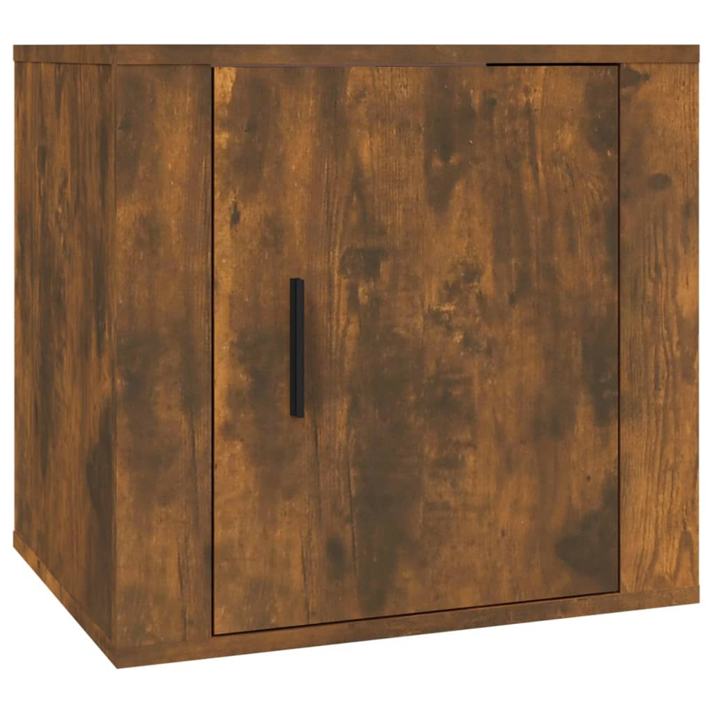 vidaXL Single Door Smoked Oak Wooden Bedside Cabinet Image 2