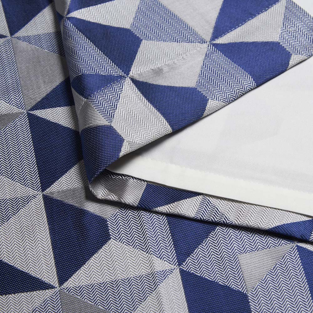 Alan Symonds Scandi Blue Grey Silver Jacquard Lined Pencil Pleat Taped Top Curtains 167 x 183cm Image 3