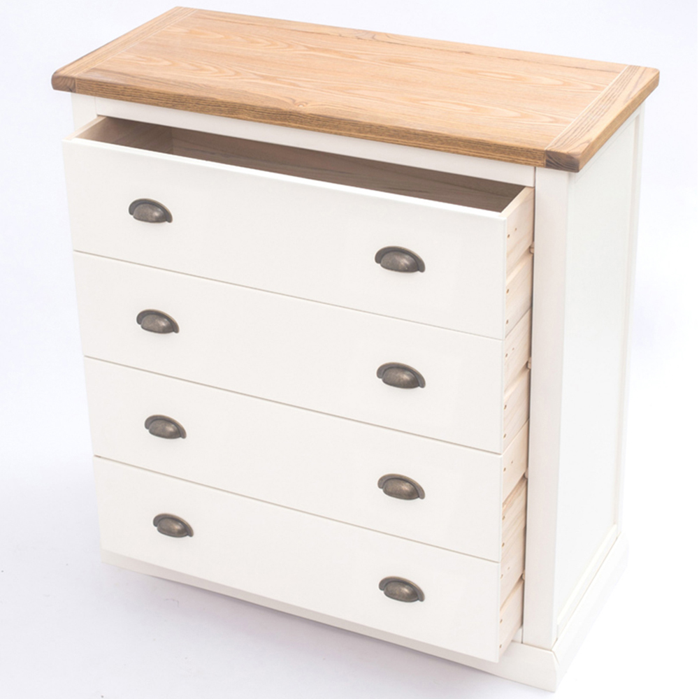 Cosenza 4 Drawer Off White Chest of Drawers with Brass Cup Handles Image 4