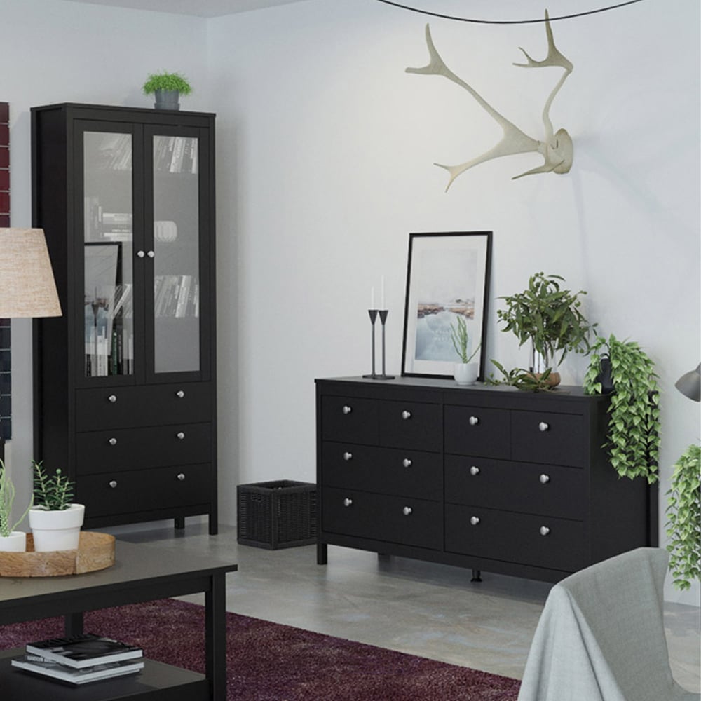 Florence Madrid 8 Drawer Matt Black Double Dresser Image 6