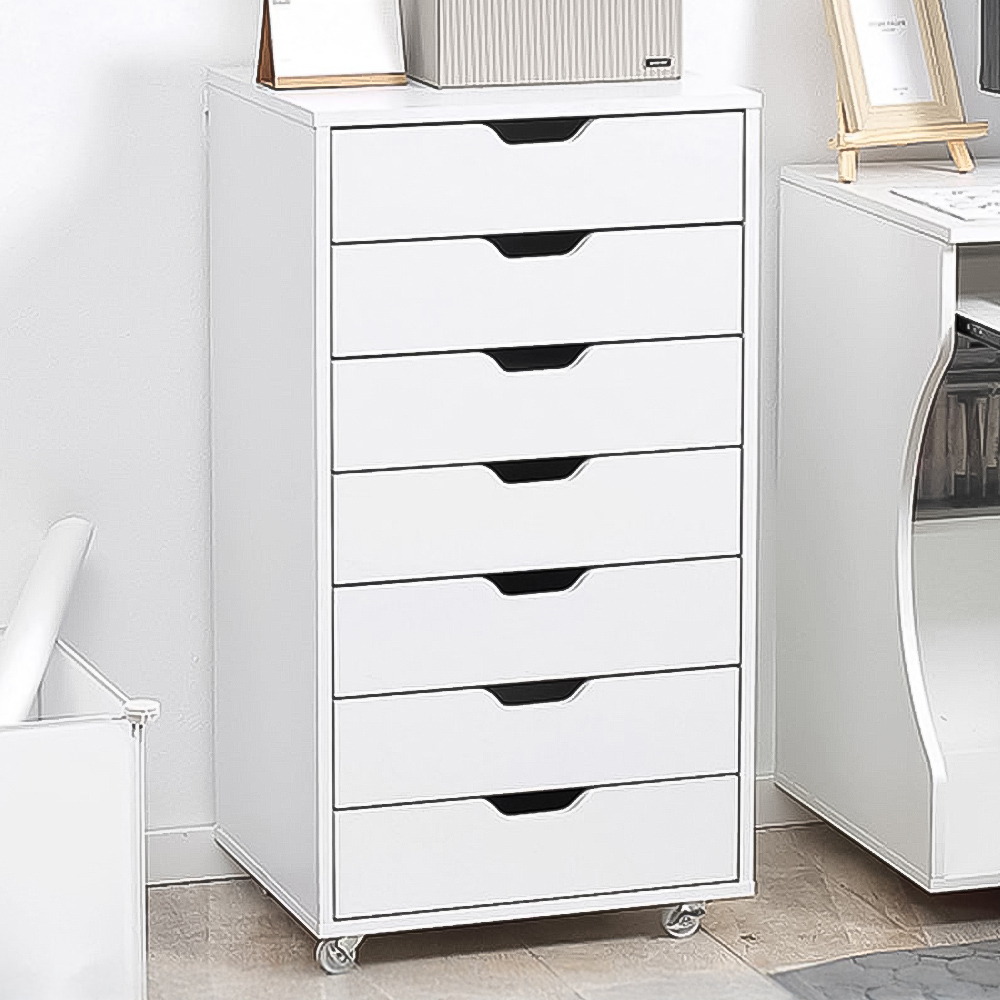 Portland Vinsetto 7 Drawer White Vertical Filing Cabinet Image 1