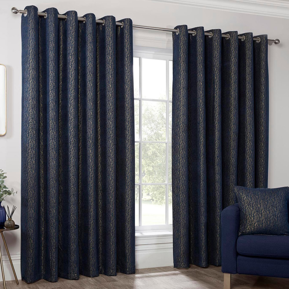 Nova Navy Eyelet Curtain 168 x 229cm Image 1
