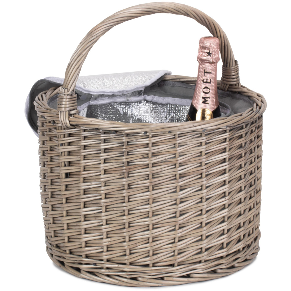 Red Hamper Grey Chiller Wicker Round Picnic Basket Image 2