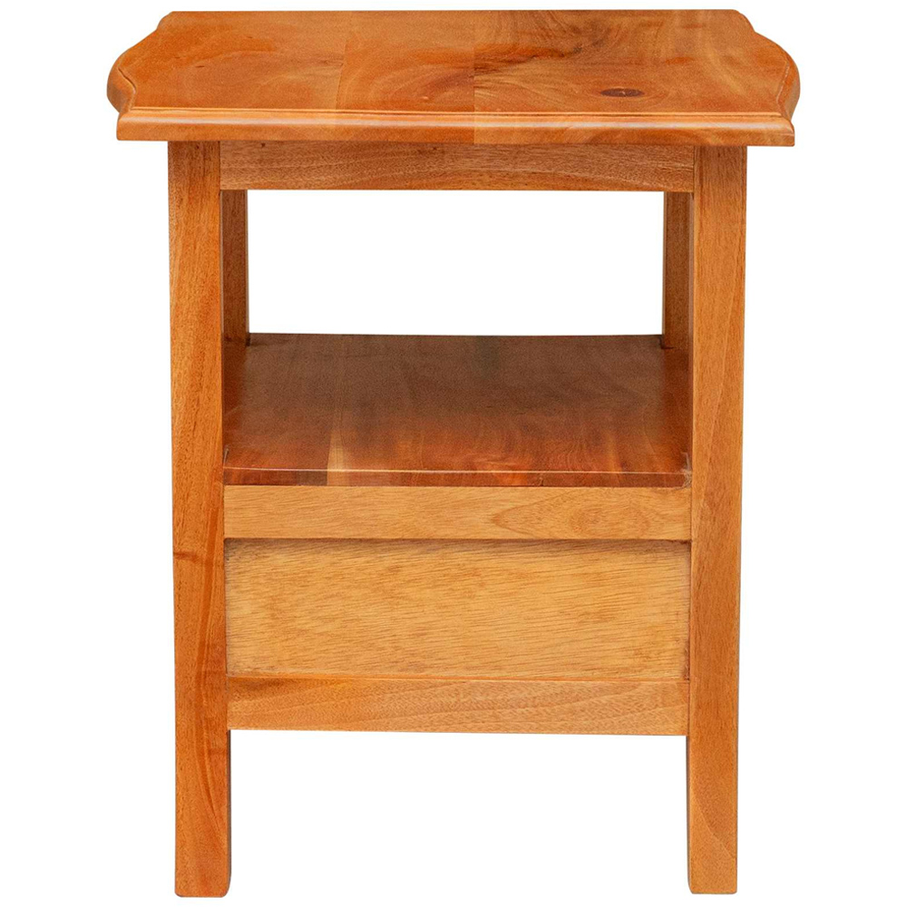 vidaXL Single Drawer Single Shelf Natural Rustic Solid Mahogany Wood Bedside Table Image 6
