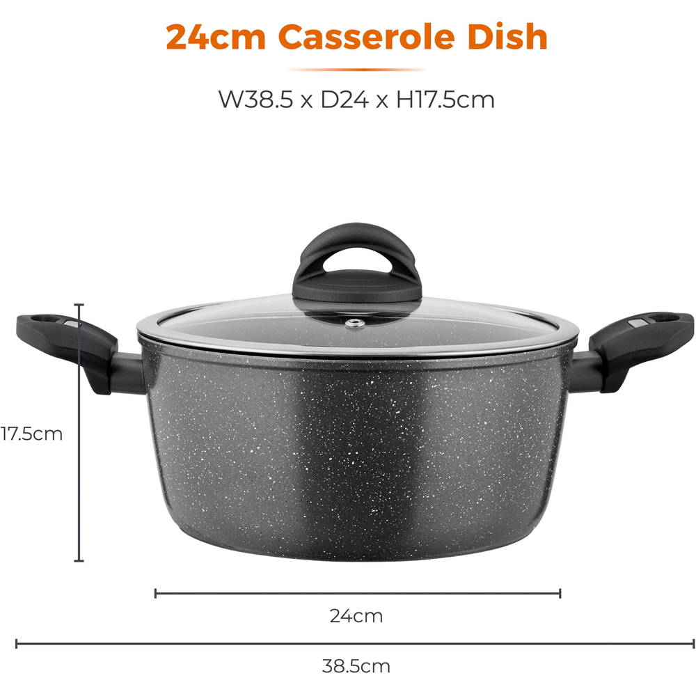 Tower 24cm Forged Aluminium Non-Stick Casserole Dish with Glass Lid Image 9