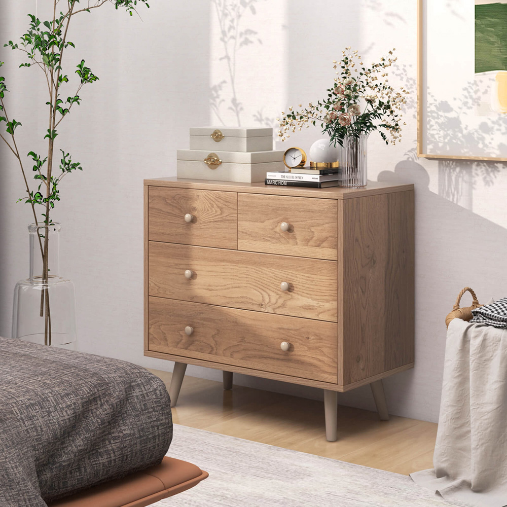 Costway 4 Drawer Natural Chest of Drawers Image 5