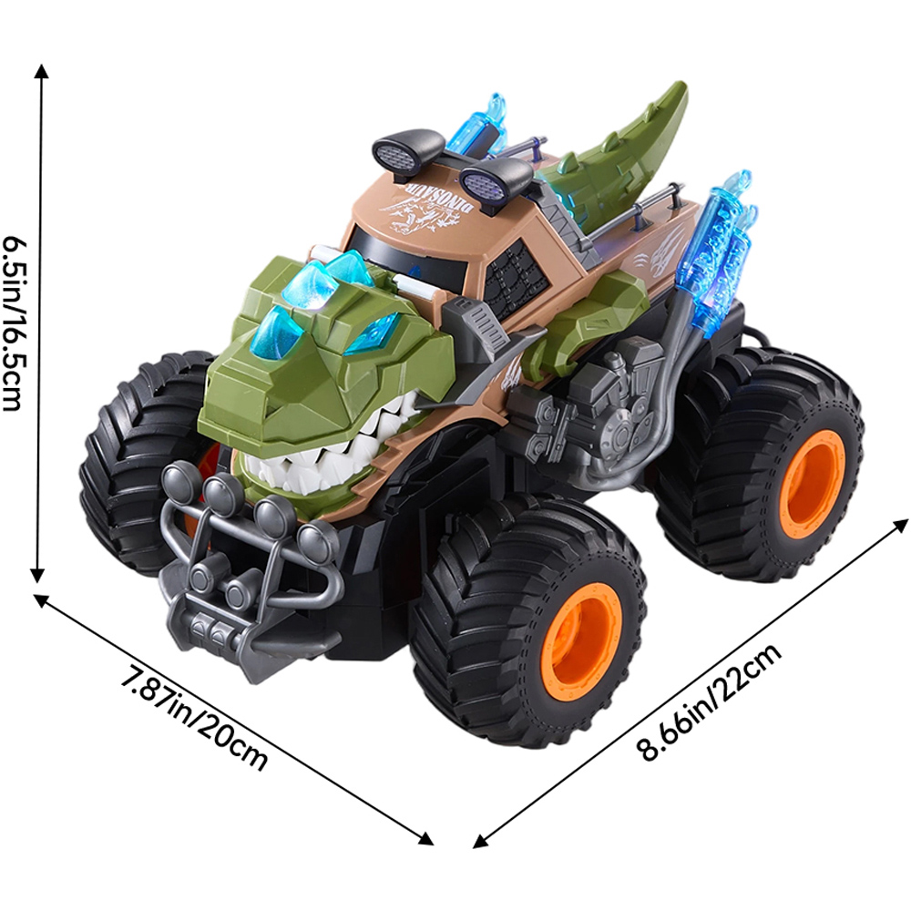 H&O Direct Kids Green T-Rex Dinosaur RC Truck with Light Sound and Spray Effect Image 6