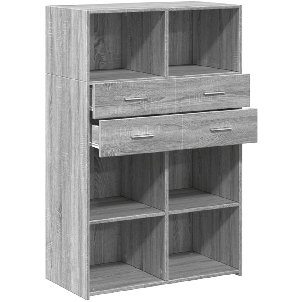 vidaXL 2 Drawer 6 Shelf Grey Sonoma Small Highboard Image 7