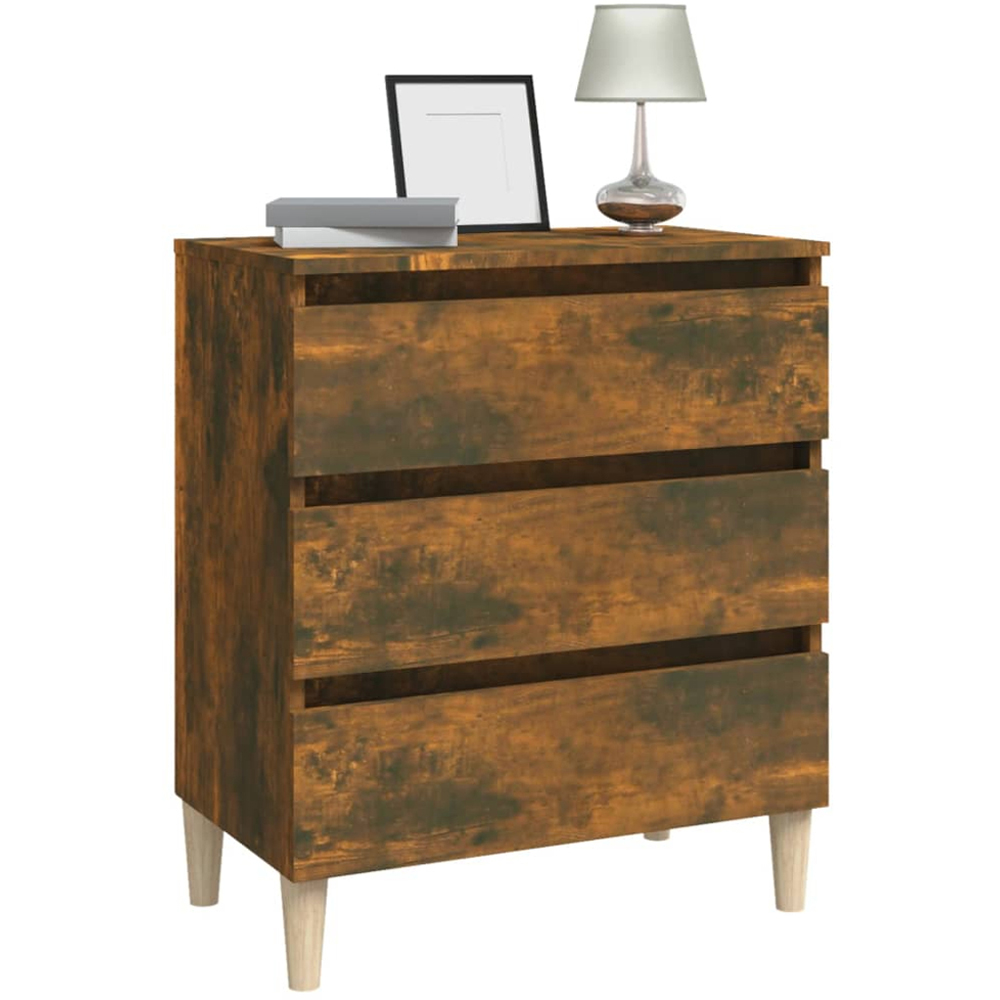 vidaXL 3 Drawer Smoked Oak Sideboard Image 4