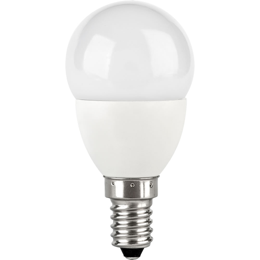 Wilko 2 pack Small Screw E14/SES LED 5W 330 Lumens  Daylight  Round Light Bulb Image 1