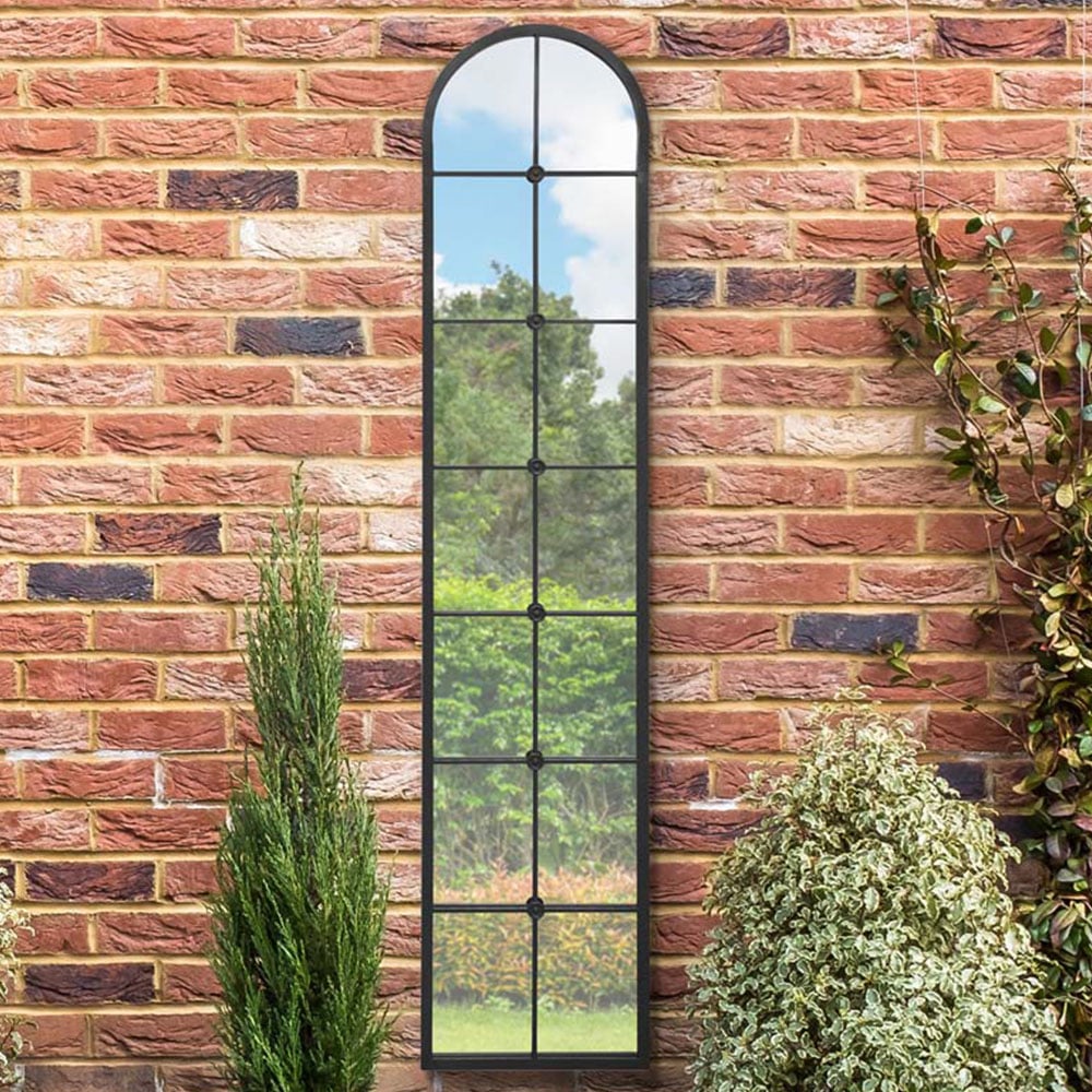 MirrorOutlet The Arcus Black Framed Arched Leaner Garden Wall Mirror 190 x 40cm Image 2