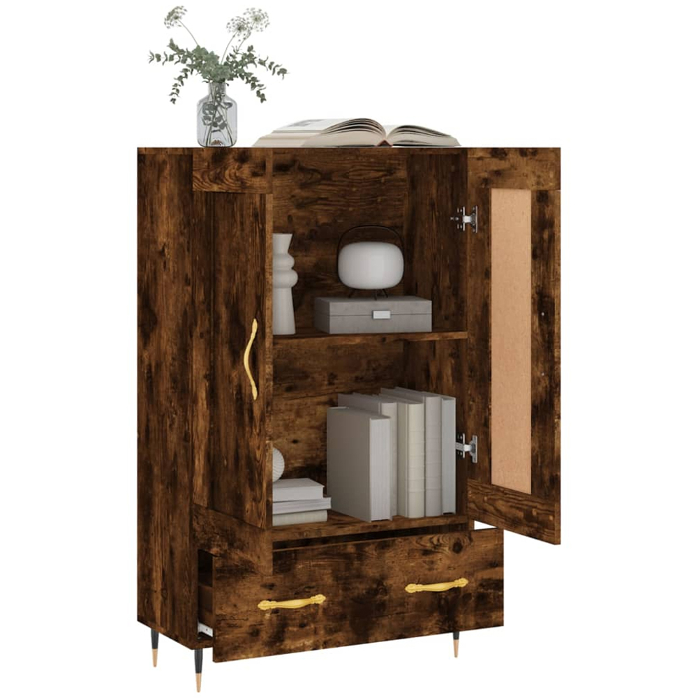 vidaXL 2 Door Single Drawer Smoked Oak Highboard Image 4