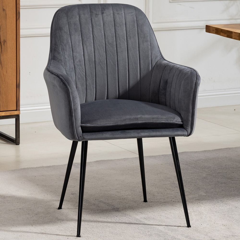 Artemis Home Carrara Set of 2 Grey Velvet Dining Chair Image 1