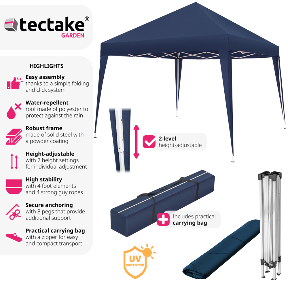 tectake Linosa 3 x 3m Blue Water and UV Resistant Gazebo Image 6