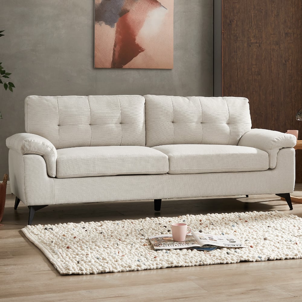 Home Detail Dylan 3 Seater Cream Linen Sofa Image 1