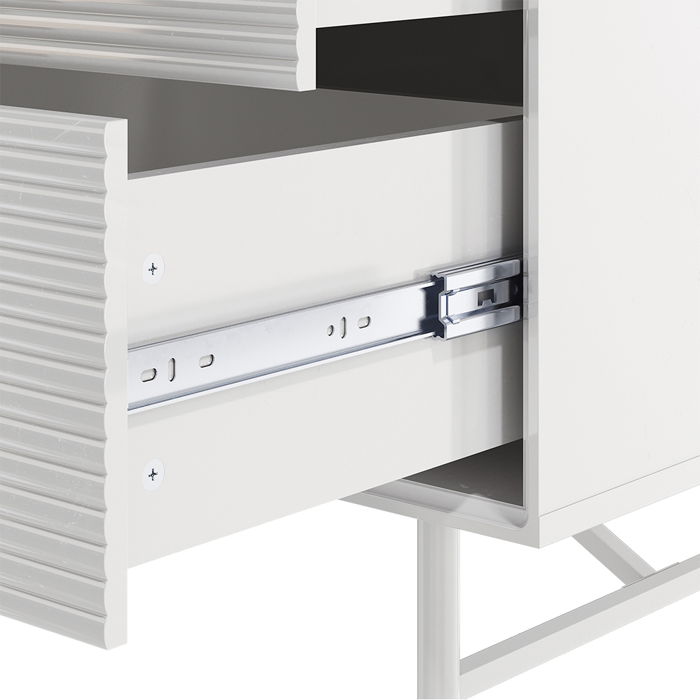 H&O Direct 2 Door 2 Drawer White Striped Wardrobe Cabinet with Hanging Rail Image 5
