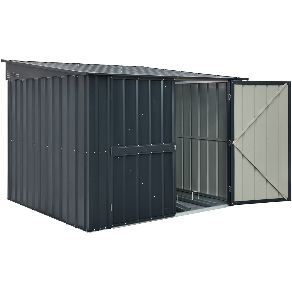 Globel 6 x 6ft 2 Door Grey Metal Pent Bike Shed Image 4