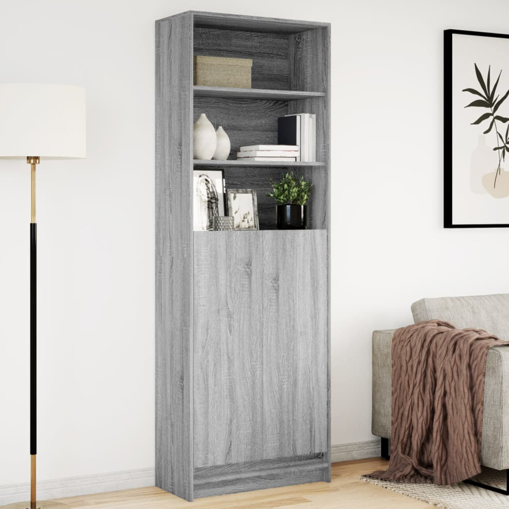 vidaXL 2 Door 3 Shelf Grey Sonoma LED Highboard Image 1