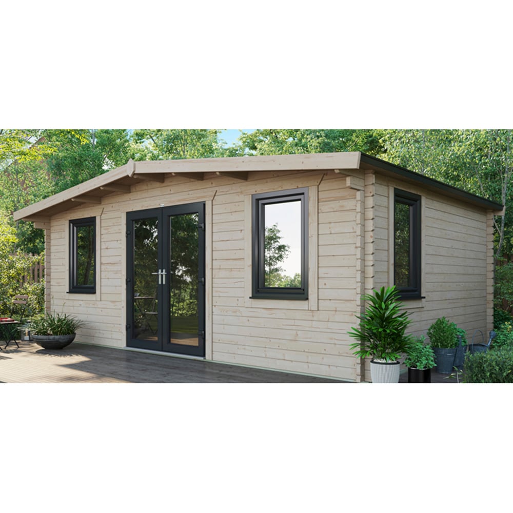 Power Sheds 14 x 20ft Centre Double Door Chalet Log Cabin Image 9