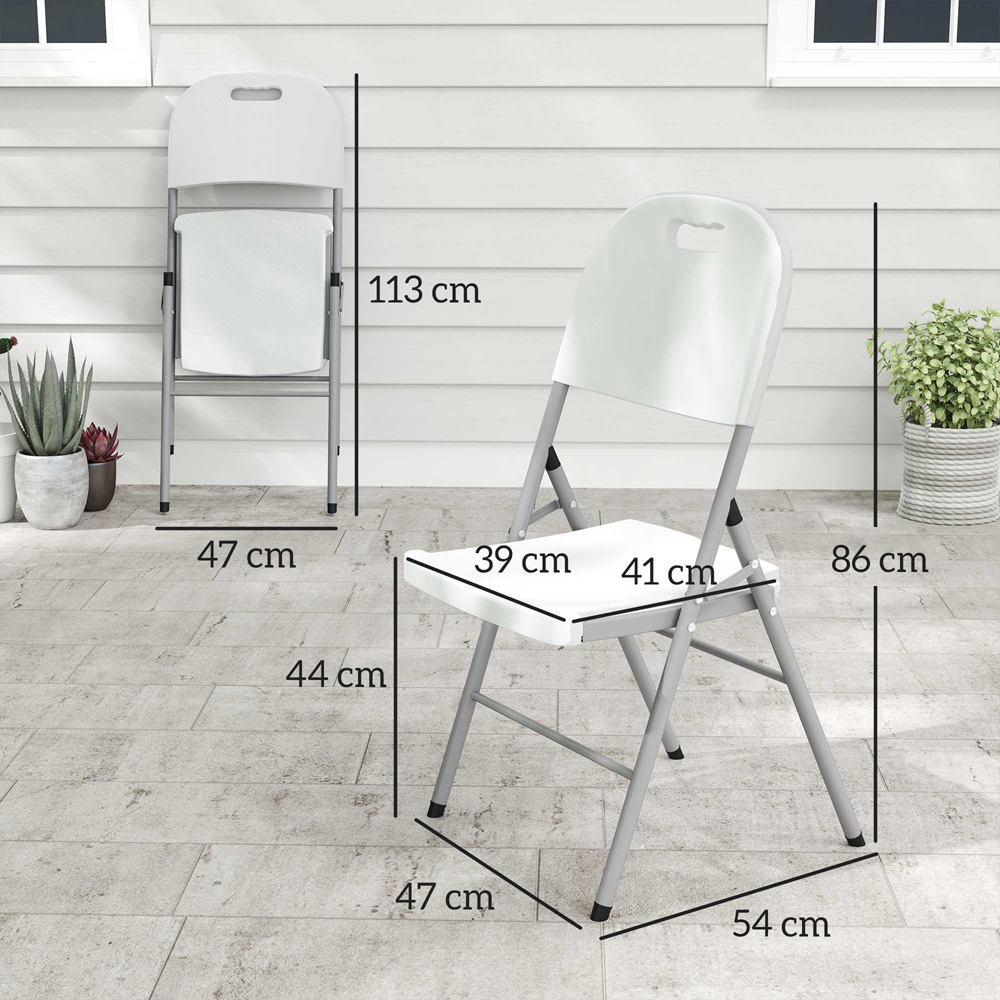 Outsunny White Folding Chair Set of 4 Image 9